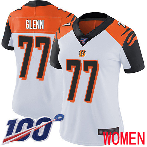 Cincinnati Bengals Limited White Women Cordy Glenn Road Jersey NFL Footballl #77 100th Season Vapor Untouchable